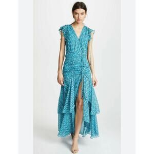 Veronica Beard Samara Floral Print Silk Ruched Maxi Dress  - US 2
